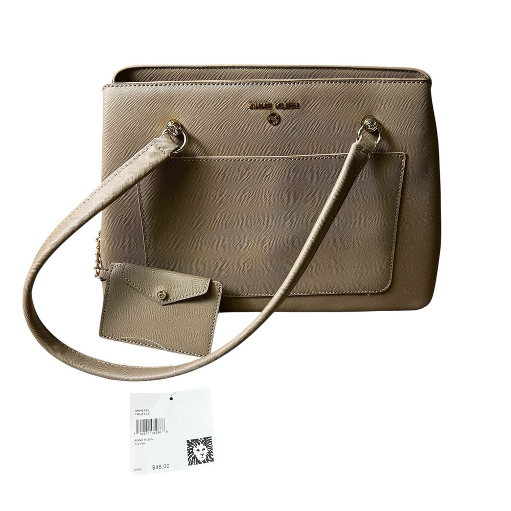 Anne Klein Silvia Tote Bag Truffle Beige NWT Faux Leather Shoulder Purse AKH5185